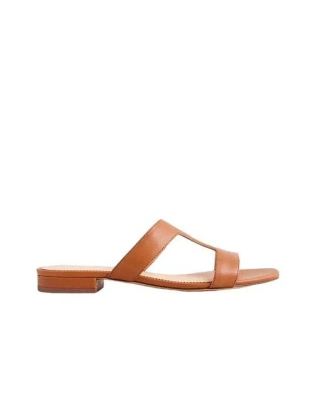 J. Crew Leather Hazel Cutout Flat Sandals Rich Oak Size 8 retail $138 - Picture 3 of 13